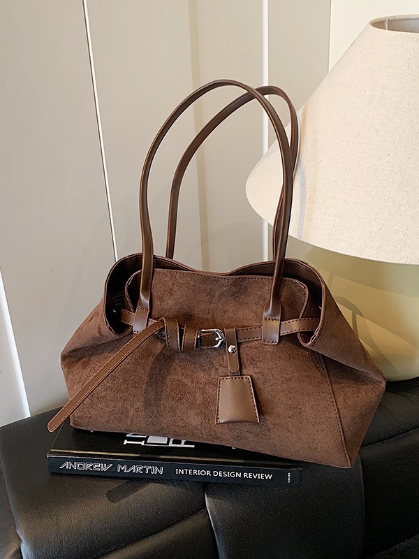 Korean Style Fashionable Suede Shoulder Bag 2025 New Style Commuter Handbag Versatile Casual Autumn and Winter Tote Bag