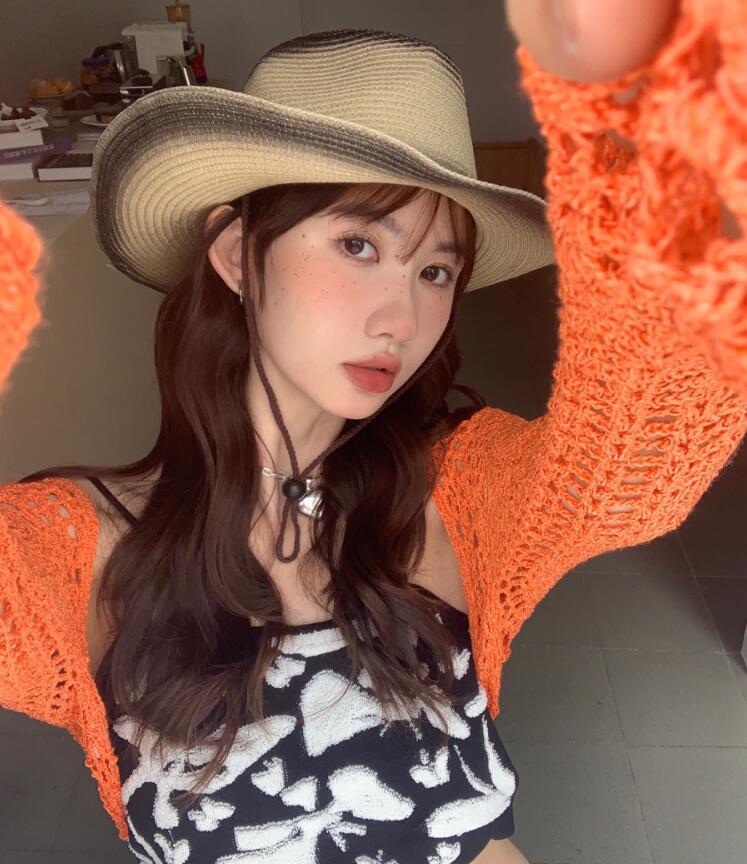 Summer Season Women'S Gender Fashion Style Women's Fashion Tie Dye Big Eaves Straw Hat
