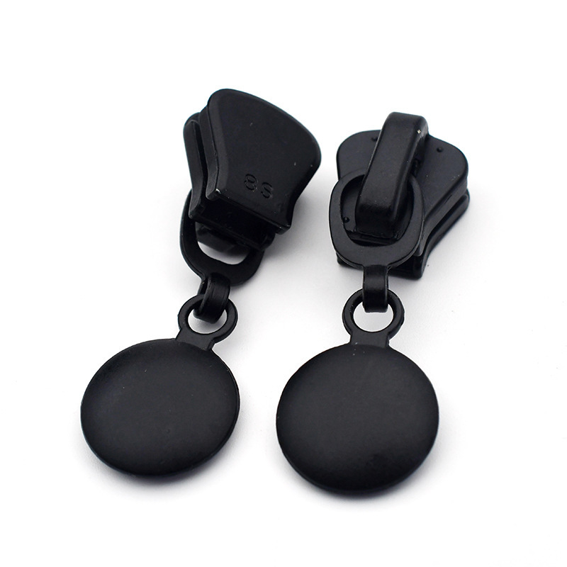 プルヘッド No.3、No.5、No.8、No.10/15/20 樹脂ジッパー用厚みのある大型金属プルヘッド黒ジッパーヘッド|undefined