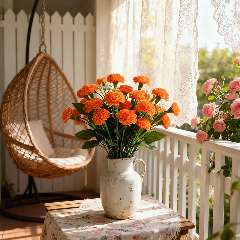 Clavel de imitación flor seda pudín flor falsa mesa flor decoración paisaje props de disparo al por mayor