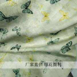 布料新款提花牡丹仿真丝底全涤不透柔软 网红爆款女装面料 女童布