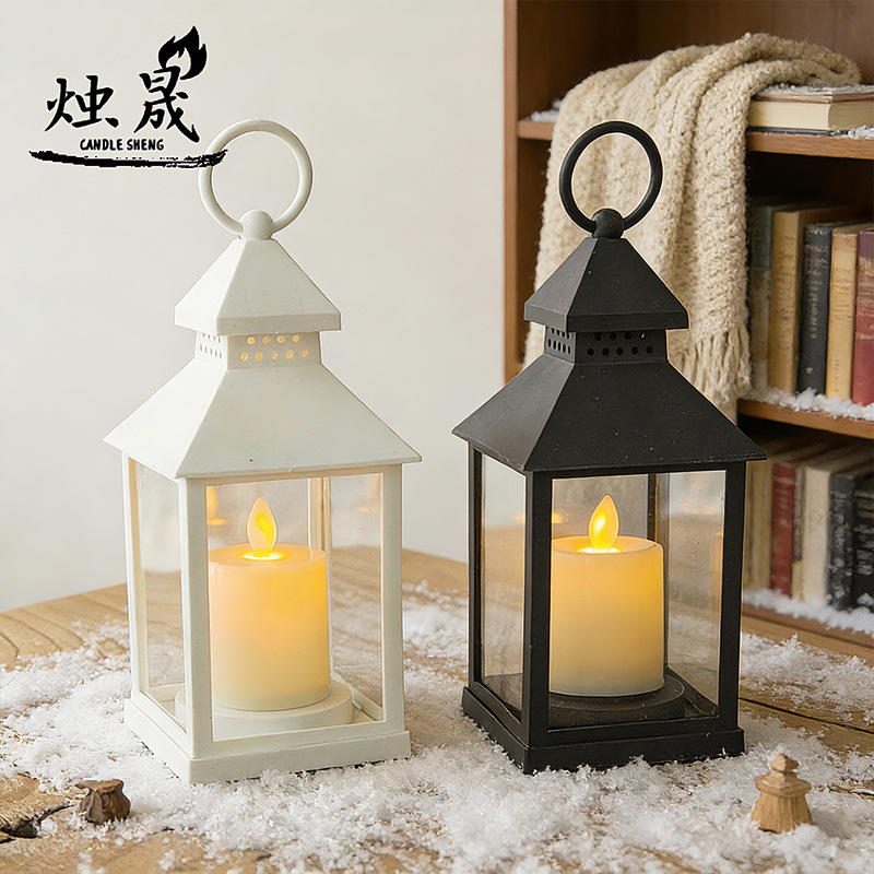 Nordic Creative Simple Retro Candlestick Wind Lamp Ornaments Garden Wedding Decorations Electronic Products Portable Candle Lamp