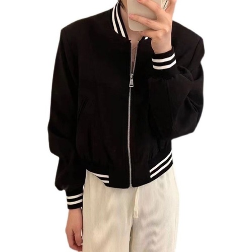 Women's Spring and Autumn Short-Sleeve Baseball Jacket, 2025 New Fashion, Versatile Casual Sport Open Jacket