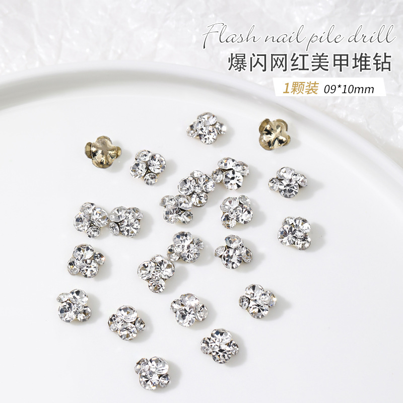 Tamaño pequeño pila de diamante productos terminados en línea de la celebridad flash Super Flash mini pila de diamante bola puntiaguda diamante nail joyería al por mayor