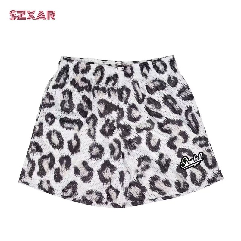 American-Style Quarter-Length Pants, Summer Quick-Dry Breathable Running Shorts for Men, Trendy Leopard Print Shorts, Knee-Length Loose Casual Shorts for Men