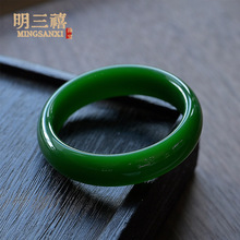 外蒙料手镯平替和田玉宽条菠菜绿青白玉镯子扁条手镯青黄口直播货