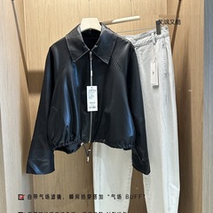 25秋季新款女韩版短款气球廓形宽松显瘦抽绳休闲皮衣外套0910h14
