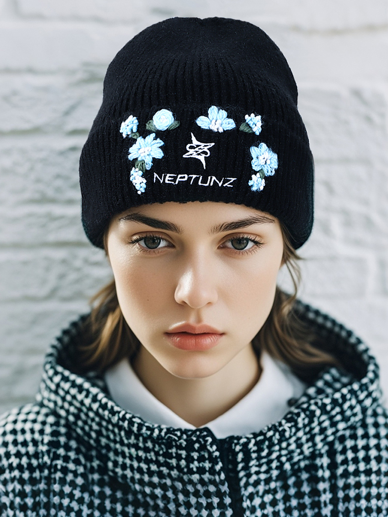 Cappello invernale caldo all'uncinetto, versatile, lavorato a maglia e ricamato a mano, di alta qualità, per autunno/inverno_voghion.com