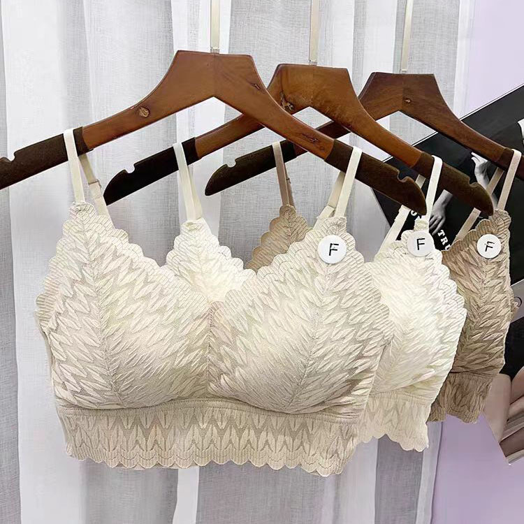 Spring and Summer French Style Lace Latex Cotton Fixed One-piece Cup Underwear Women's Small Chest Thick Cup Gather-up Breathable Underwear Tide