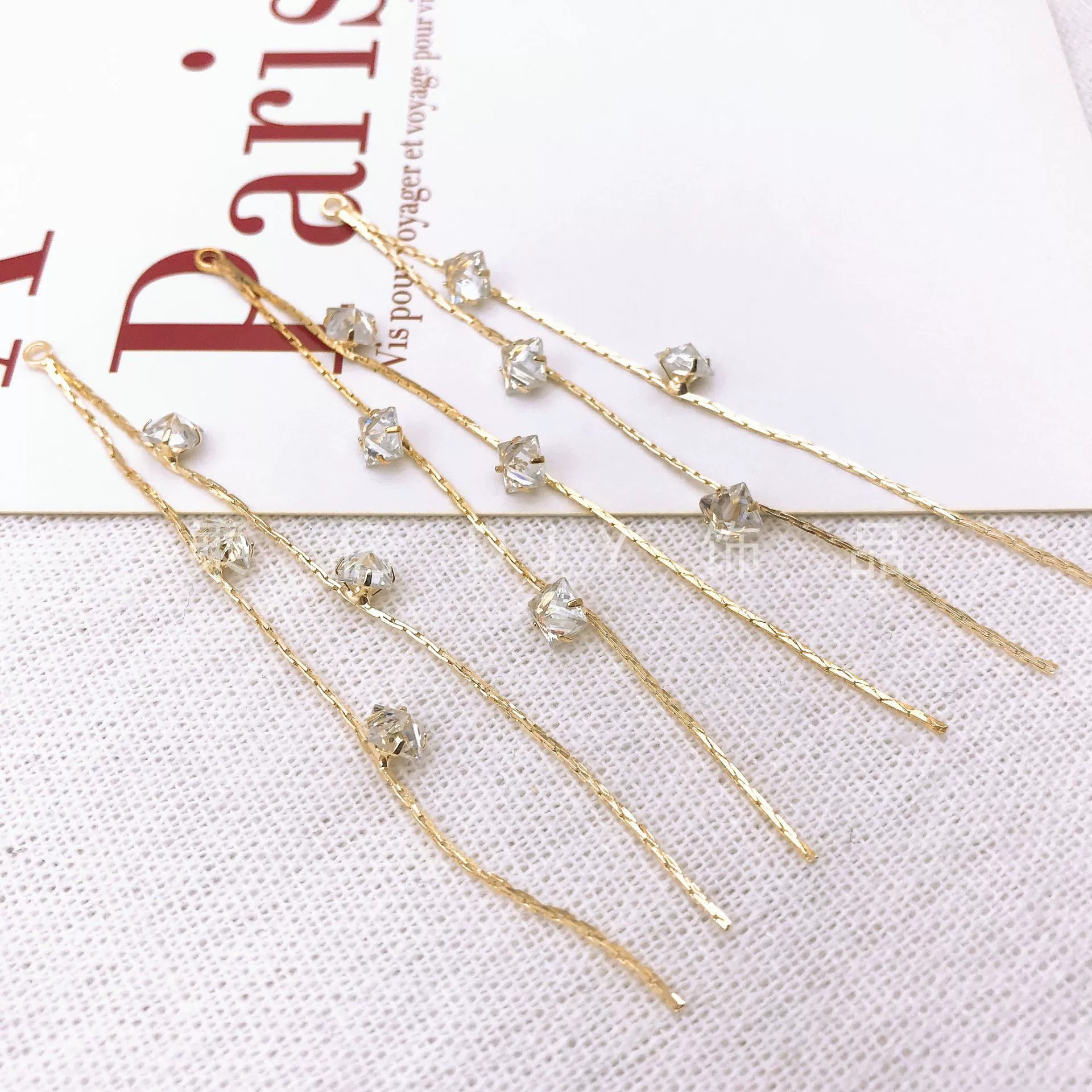 Long zirconium with rhinestones, earrings, cute accessories, city style, Japanese and Korean