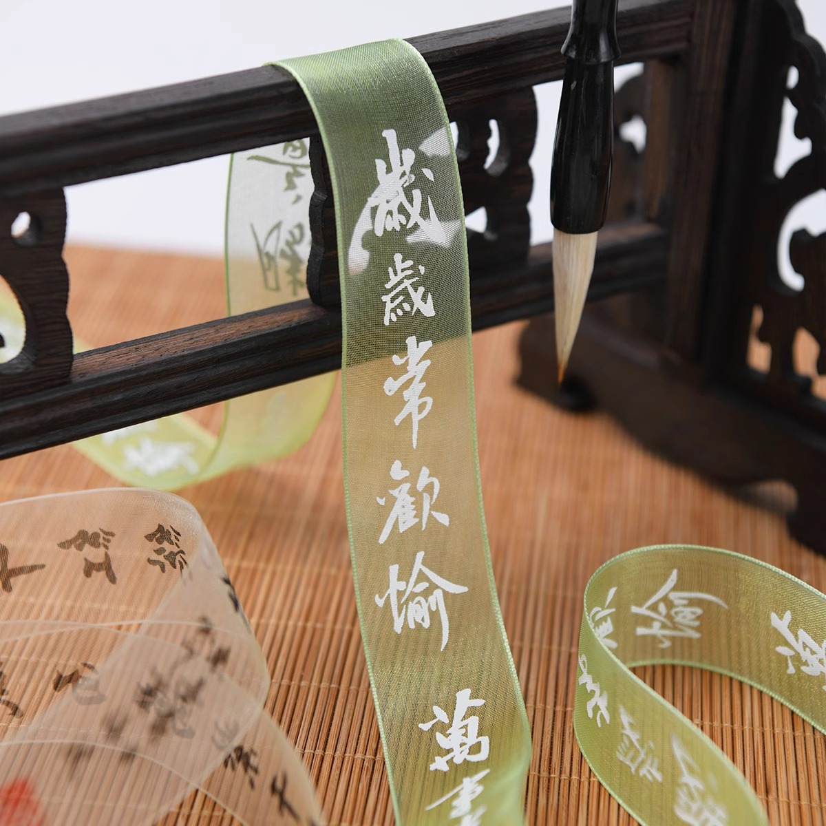 Cintas de caligrafía estilo chino, ramos de flores, cintas de arte floral, cintas para pintura con tinta china, tejido de lazos artesanales DIY