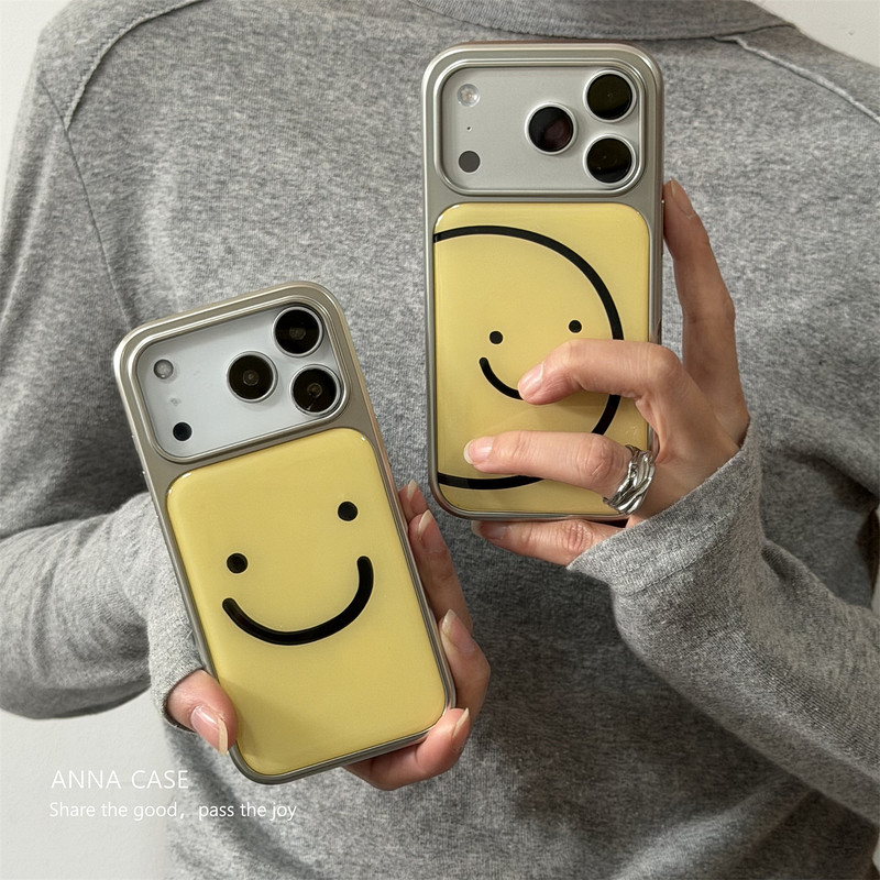 Annacase Spring Simple and Cute Yellow Line Smiley Face Phone Case Suitable for Iphone17Promax Apple Annacase Spring Simple and Cute Yellow Line Smiley Face Phone Case Suitable for Iphone17Promax Apple