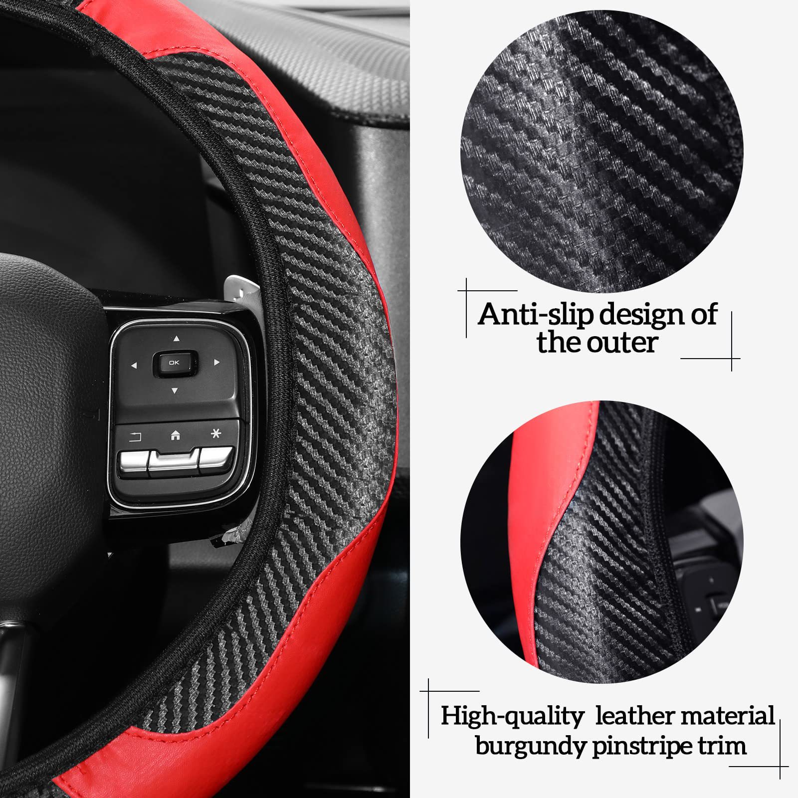 Cross-border hot-selling car steering wheel cover carbon fiber leather stall cover armrest box cushion shoulder pad 30 pieces suit wholesale
