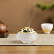 琉璃香炉香插香薰炉水晶琉璃禅意熏香炉八吉祥纹路盘香炉室内香道