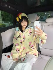 315#薄款【华棉复合牛奶丝】原版做工卡通满印 绣花双帽连帽卫衣