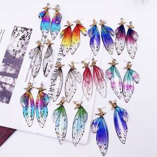 Wholesale Jewelry 1 Pair Simple Style Wings Alloy Rhinestones Drop Earrings display picture 1