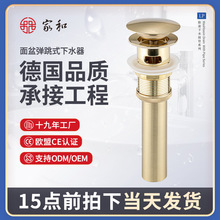 洗手盆弹跳下水器台盆排水器家和面盆拉丝金溢水孔不锈钢下水器