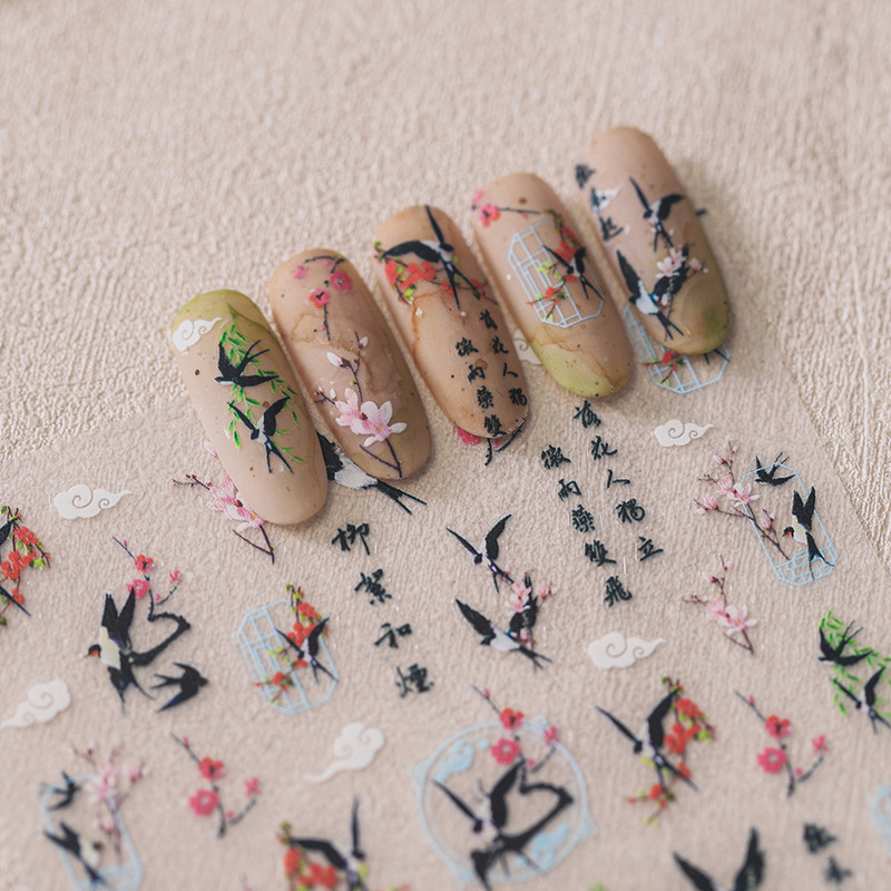 Magico Iron New Technology Thin Tough Nail Sticker pro Relief Thin Transparent Nail Sticker TS-3658-Spring Flower