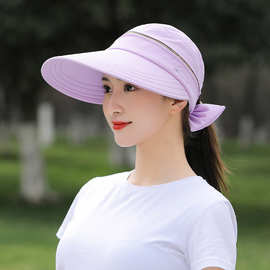 2023韩版女士夏天遮阳帽防紫外线大沿空顶两用户外登山帽太阳帽子