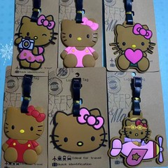 かわいいアニメハワイ黒皮猫kt猫荷物札旅行搭乗券託送箱識別小ストラップ