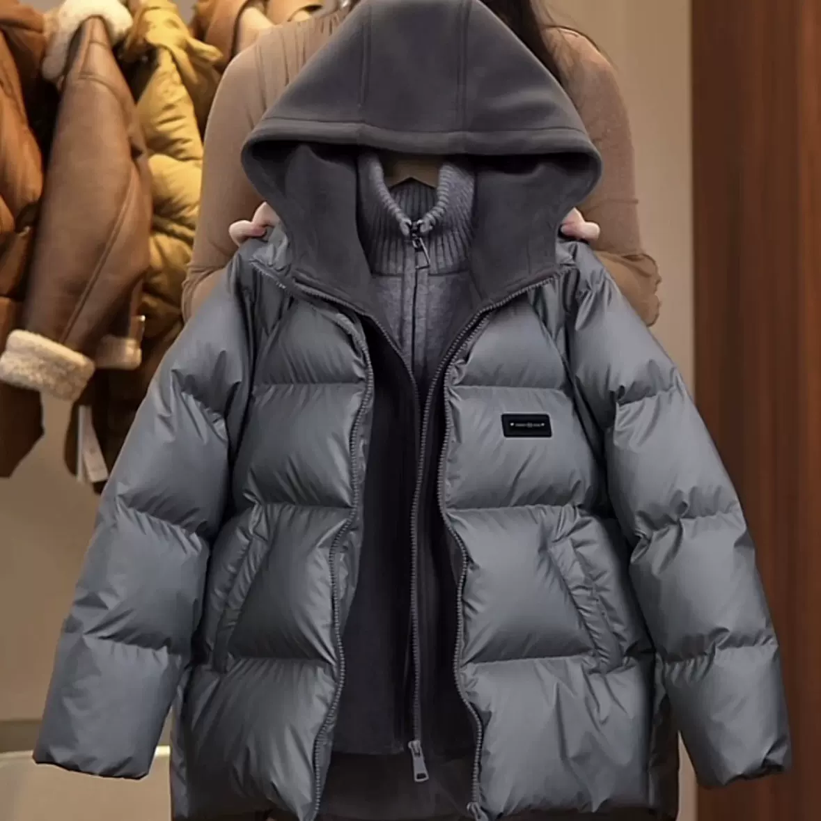 免洗男童加厚羽绒棉服2025新款冬季儿童假两件中大童保暖棉服外套