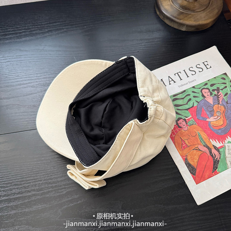 侧边蝴蝶结纽扣装饰时髦复古平顶春秋个性高级感百搭马术帽报童帽|undefined