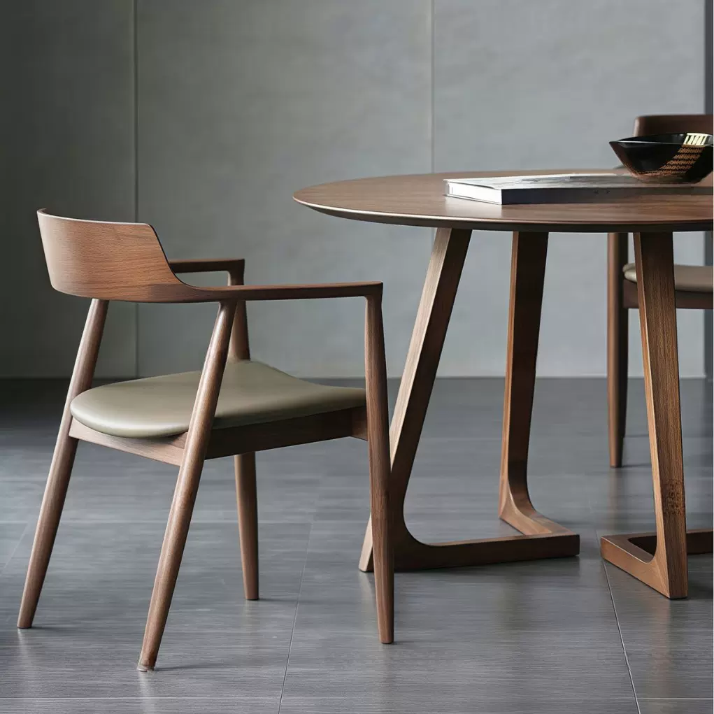 鹿林北欧风简约餐厅餐椅白蜡木广岛椅会议椅靠背椅家用实木椅子