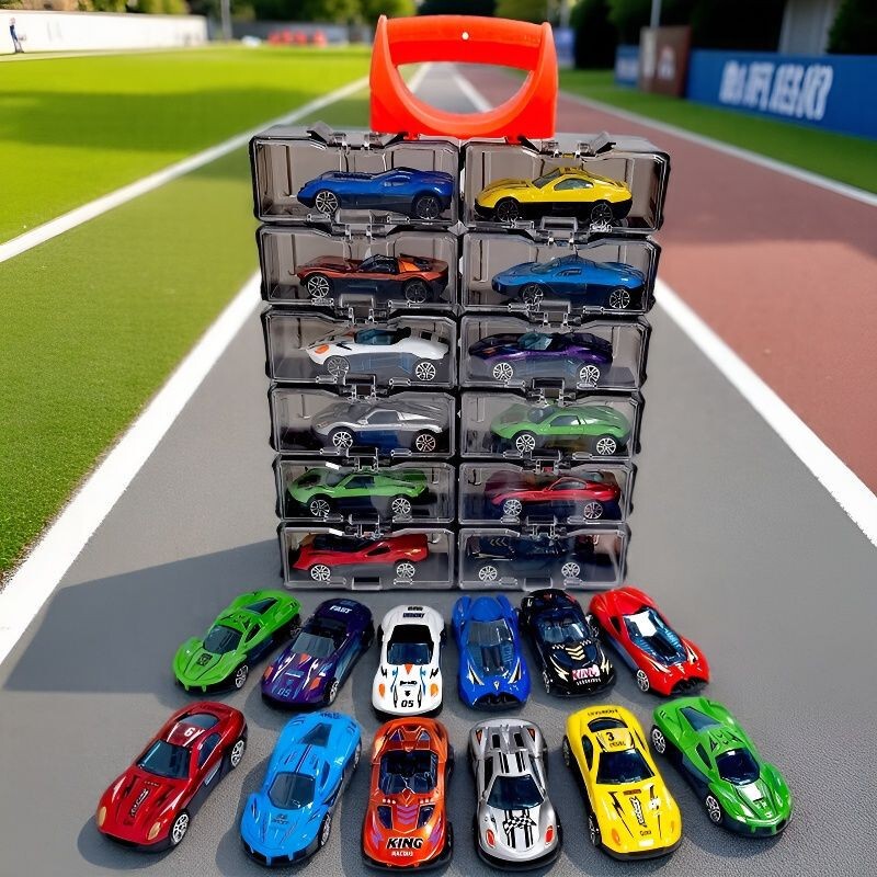 Cross-Border Metal Tin Car Model 1:64 Alloy Car Model Storage Box Children's Car Model Display Stand Wholesale