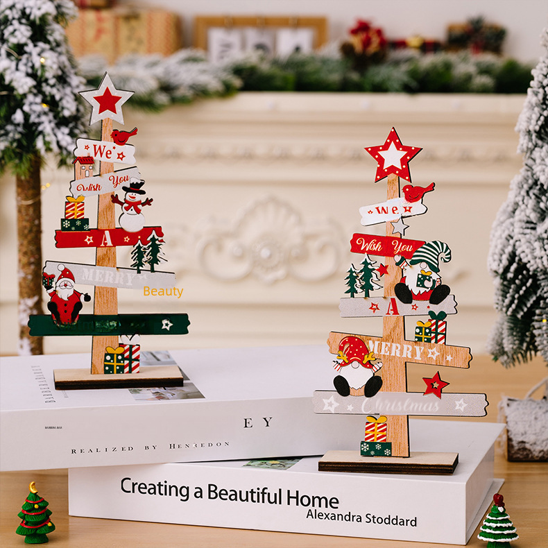 Kalėdinės stalo dekoracijos, angliškos raidės, medinė lėkštė pagyvenusiems žmonėms, sniego senio nykštukas, mediniai papuošalai pagyvenusiems žmonėms_voghion.com