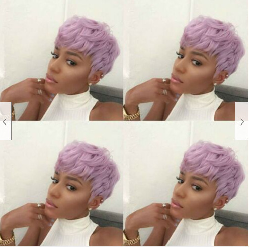 Women Wore Pixie Wigs With Short Hair And Light Purple Chemical Fiber