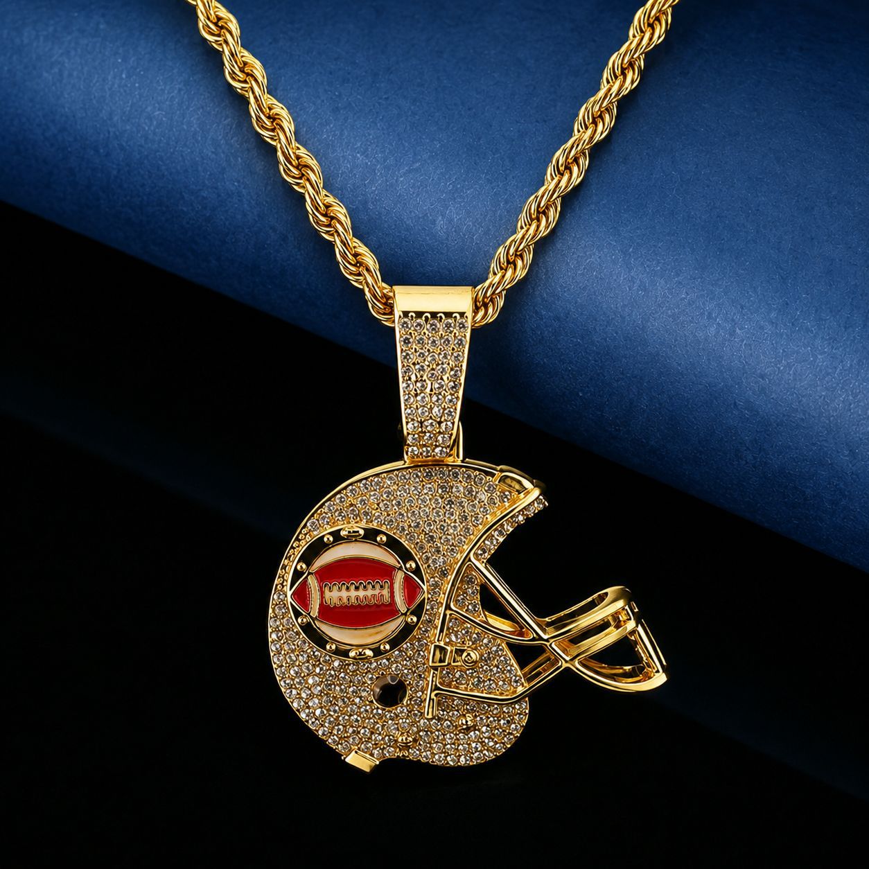 Joyas transfronterizas con un conjunto de diamantes de moda cool sombrero de béisbol collar joyas hip hop para hombres cadena de torsión de 5 mm