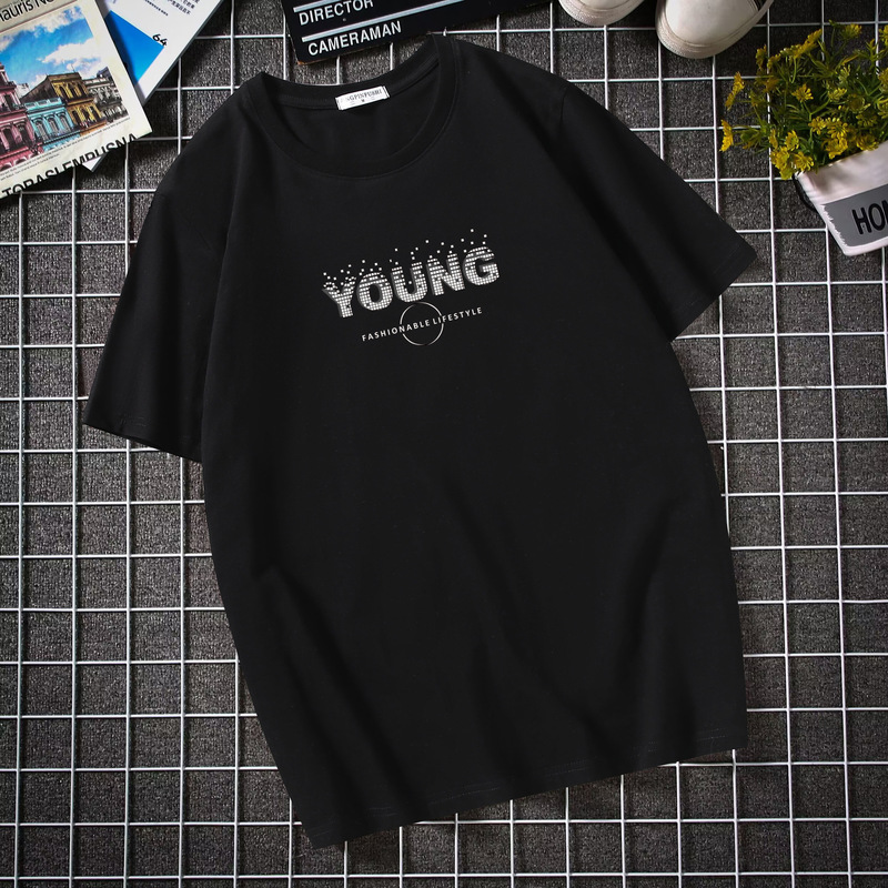 Men's short-sleeved T-shirt Korean fashion brand student round neck loose half-sleeved top with fat plus size Men's short-sleeved T-shirt Korean fashion brand student round neck loose half-sleeved top with fat plus size