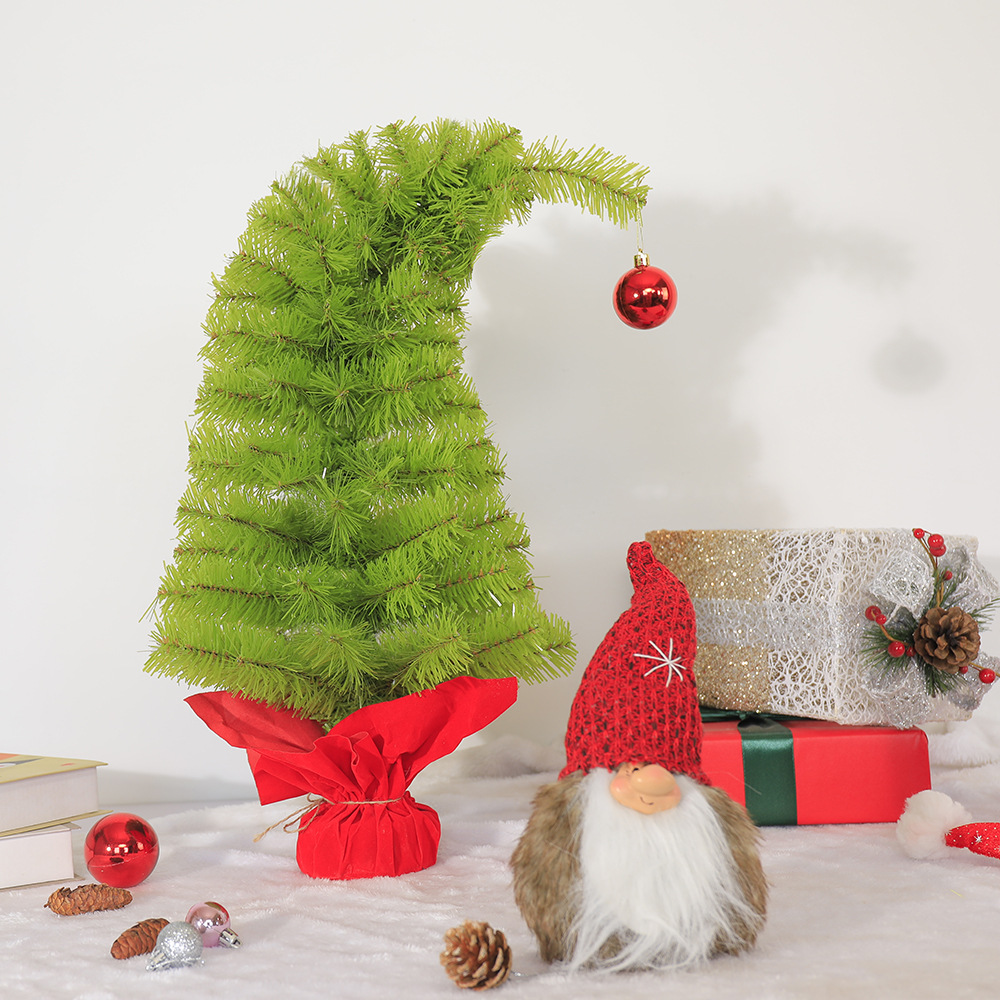 Navidad transfronteriza inclinada árbol de Navidad hierba verde mini escritorio pequeño hogar árbol de Navidad paquete suministros de decoración