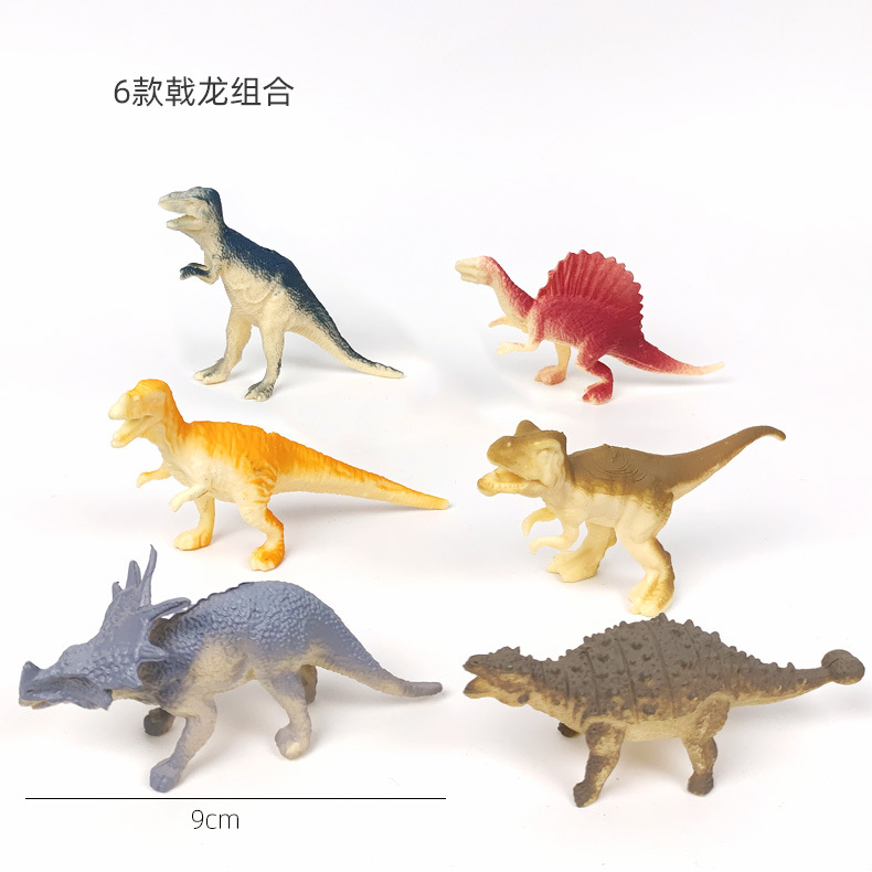 外贸多款实心软胶恐龙模型 6款套装迷你动物沙盘摆件场景玩具厂家