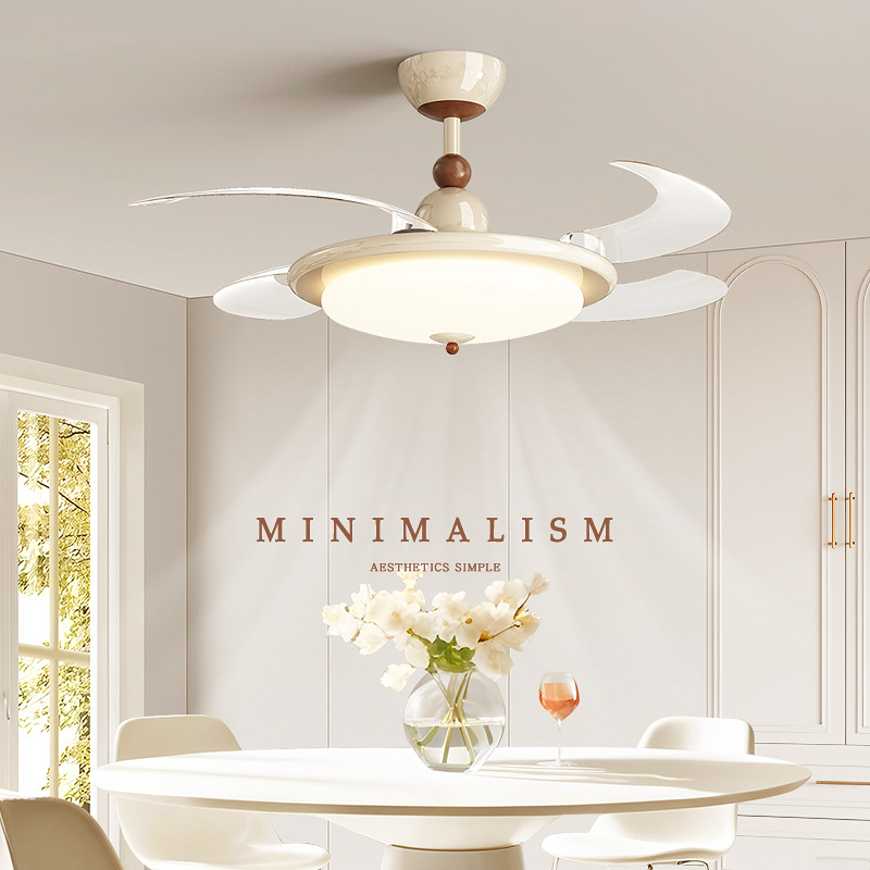 Restaurant New Silent Fan Ceiling Lamp Kidsren's Room Bedroom Cream Style Full Spectrum Eye Protection Fan Lamp Casagd