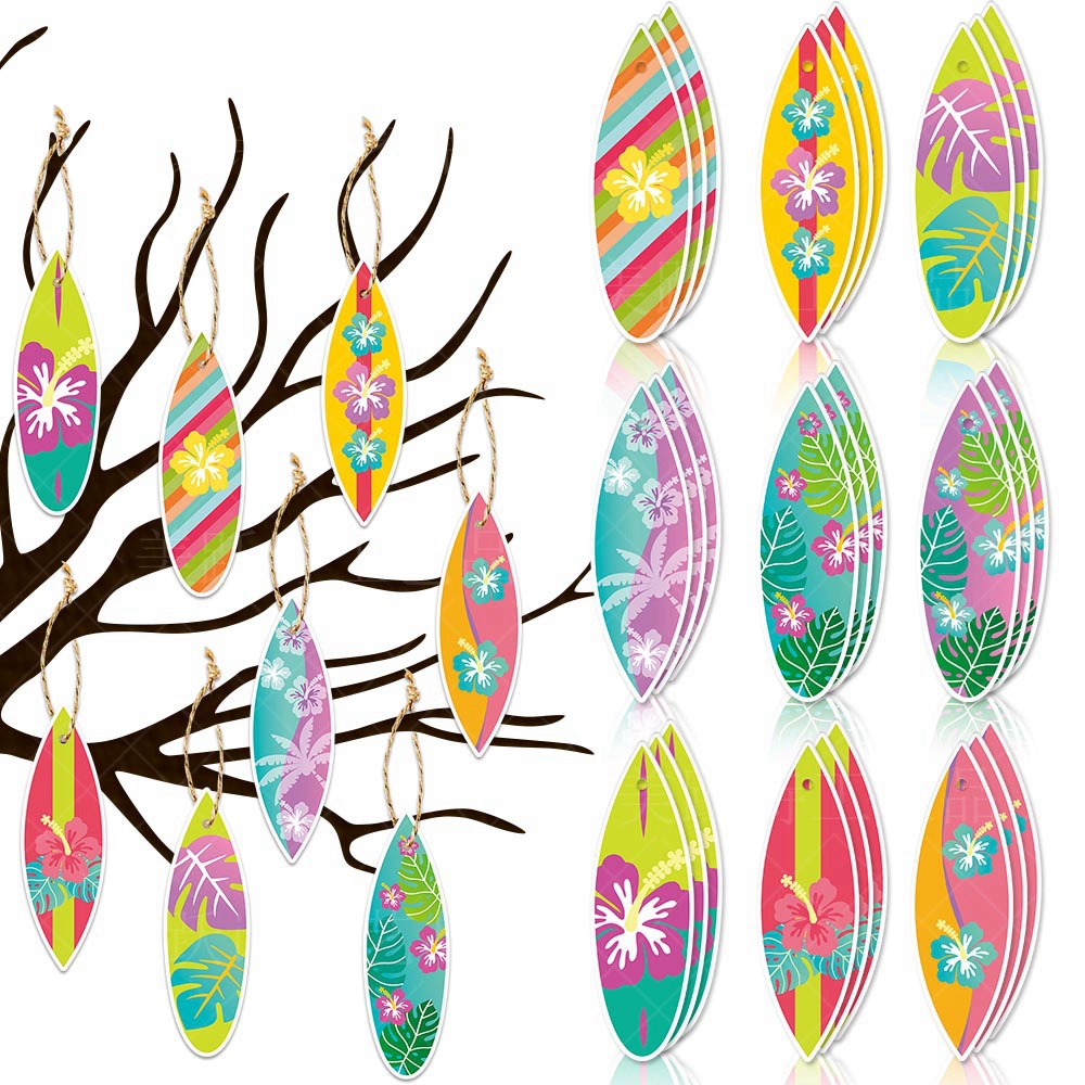 Transfronteriza nueva decoración hawaiana pequeña etiqueta de verano costero fiesta decoración colgante tabla de surf pequeño colgante