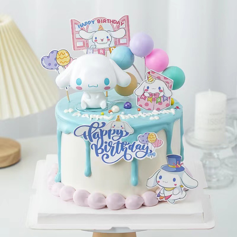 Decoración de pastel de perro de jade adorno de decoración de pastel de perro de orejas grandes blancas de dibujos animados retro Kulomi complemento de vestir para hornear tarjeta de cumpleaños