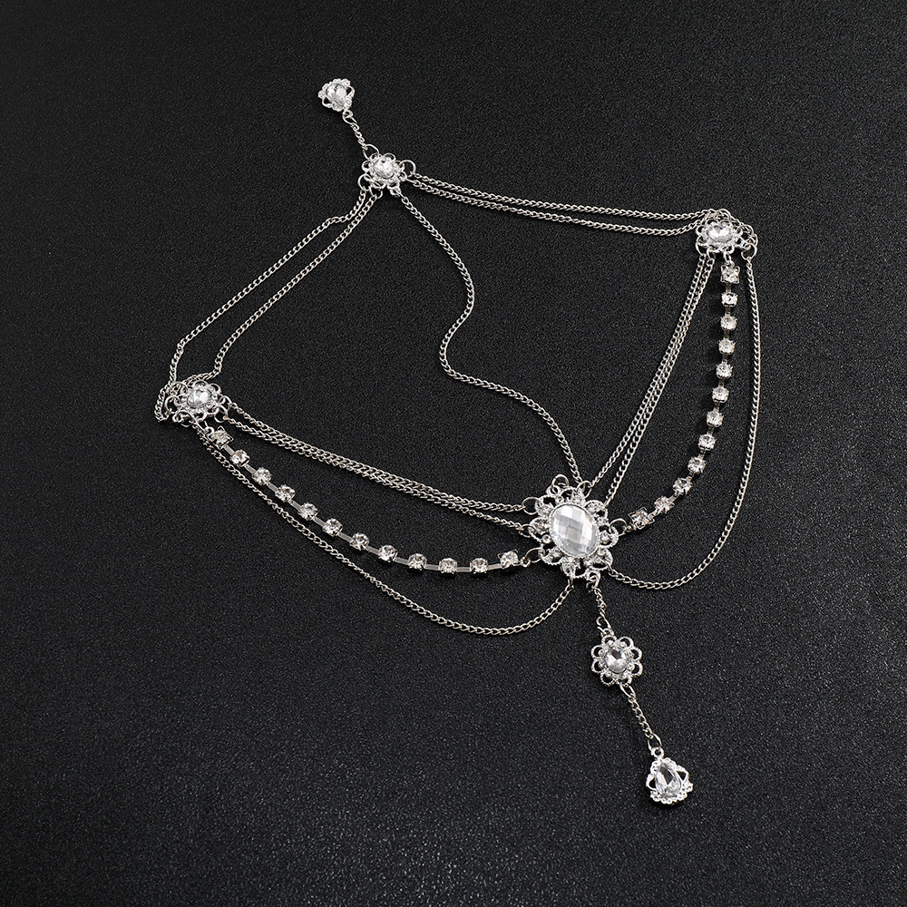 Vintage voorhoofdsieraad met bloem en diamant voor dames_voghion.com