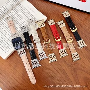 Suitable for Apple Chinese Festival Diamond-Encrusted Metal Head with Stone Pattern Watch Strap Apple Watches10/9/8/Se7