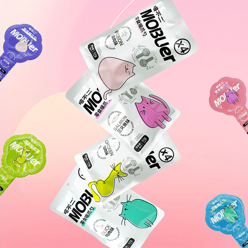 Meow Buhu Snacks Cat Claw Spoon Mousse Spoon Zero Additive Formula Cat Snacks Cat Strips Adult Cat Licking Strips Multi-Flavor