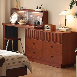 New Home Retro Medieval Solid Wood Dressing Table Cupboard Dresser Integrated Cabinet Small Apartment Bedroom Bedside Corner