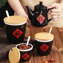 复古盐罐子家用厨房陶瓷调味罐小酱缸水缸猪油罐辣椒油罐盐罐套装