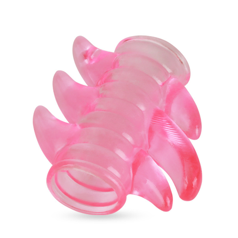 Men’s Threaded Locking Penis Ring, Soft Silicone Textured Couples Aid, 6-Spike Design — detail image 4