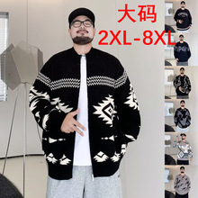 秋冬新款大码针织衫毛衣男胖子加大潮牌小熊提花宽松外贸跨境批发