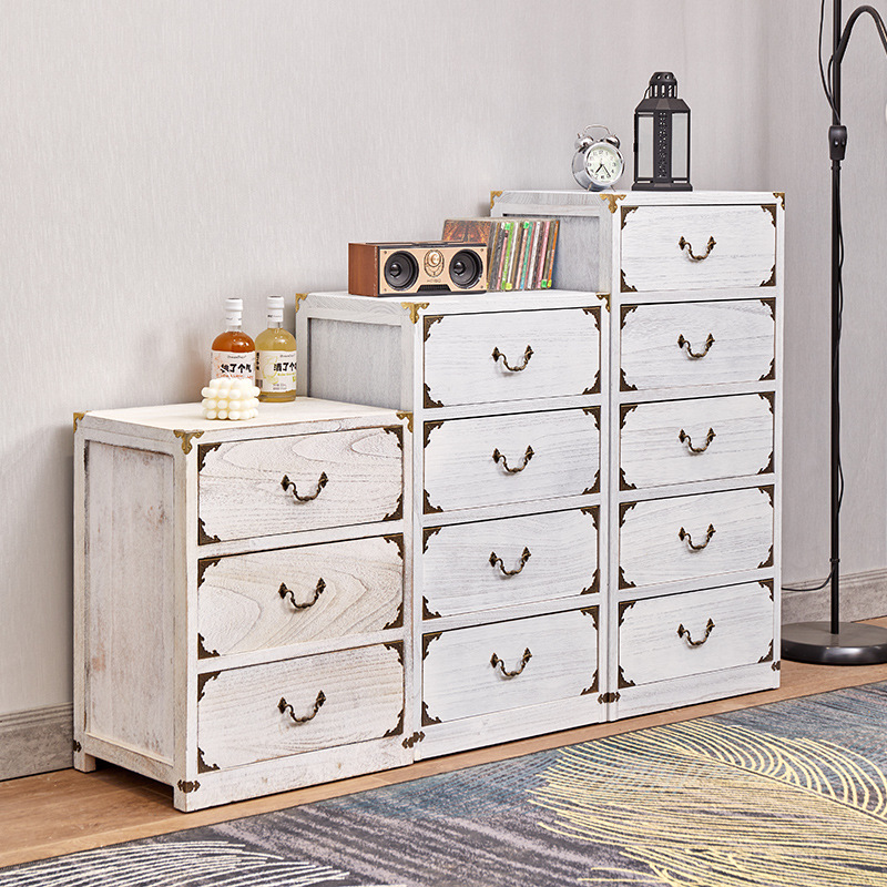 Cross-Border americano cajón gabinete de almacenamiento vintage armario pastoral juguete de múltiples capas de madera en el pecho de cajones creativa mesita de noche