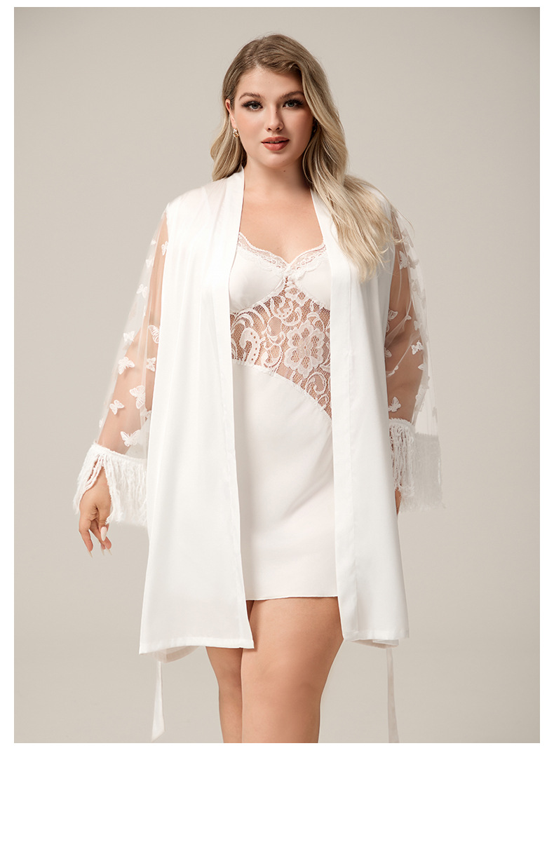 GraceChic GraceChic European And American Foreign Trade Plus Size Satin Lace Sexy Short Nightgown Women's Homewear Comfortable Sleepwear_voghion.com