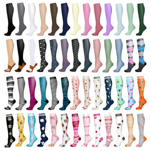 Manufacturers in stock sports compression socks multi-color men and women outdoor running stockings European and American cross-border socks calf socks