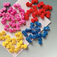 手工钩织毛线小蝴蝶结2.5cm编织发饰配件服装辅料花边手钩花配饰