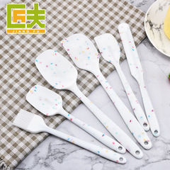 家用硅膠刮刀6件套 一體式油刷蛋糕奶油抹刀套裝廚房烘焙工具套裝