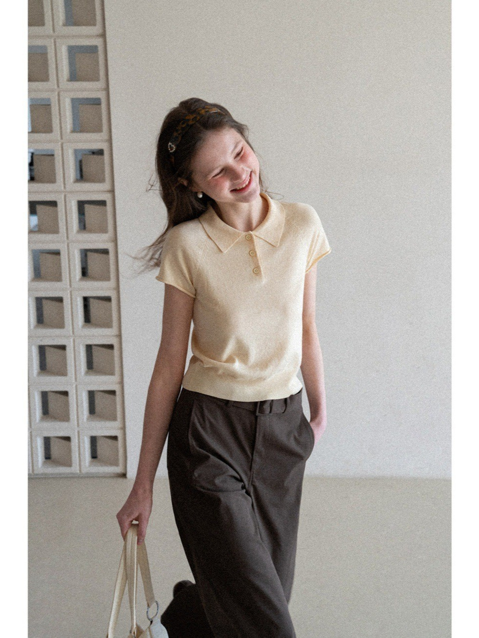 Jomi High-Intelligence Style Polo Collar Short-Sleeve Knit Shirt, Summer Thin Casual Slim-Fit Versatile Raglan Sleeve Top